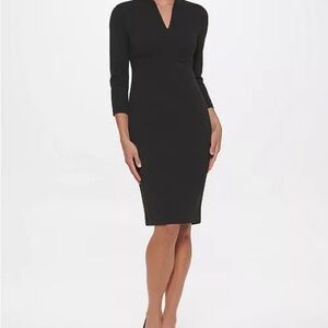 Calvin Klein Black V-Neck Sheath Dress